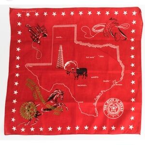 Red Texas Bandana with State Map and Graphics